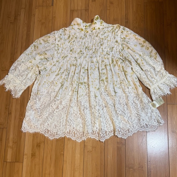 Anthropologie Ethereal Dainty Ditsy Floral Victorian Lace Cottage Blouse Size S - Picture 8 of 16